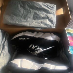 Balenciaga Black and White High-Top Sneakers